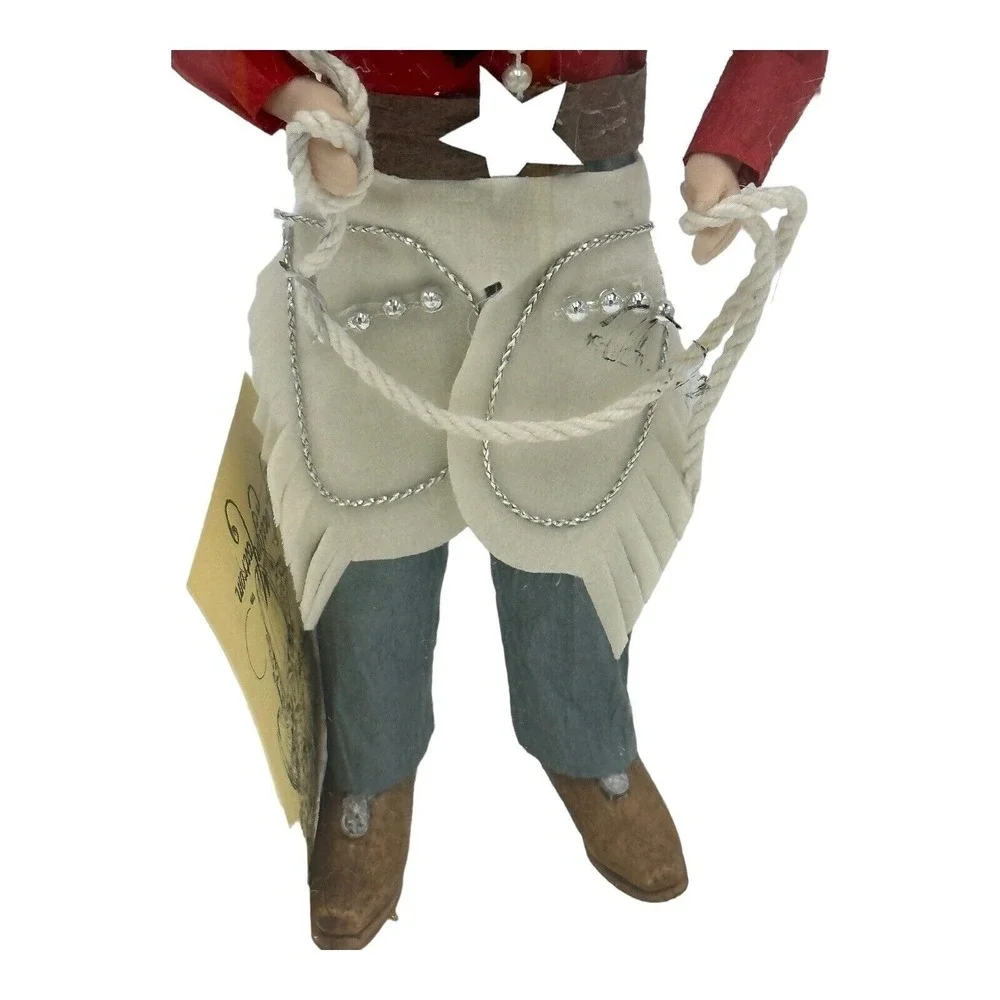 Vtg Kurt S Adler Cowboy Ornament Crepe Paper Porcelain Jocelyn Mostrom Christmas